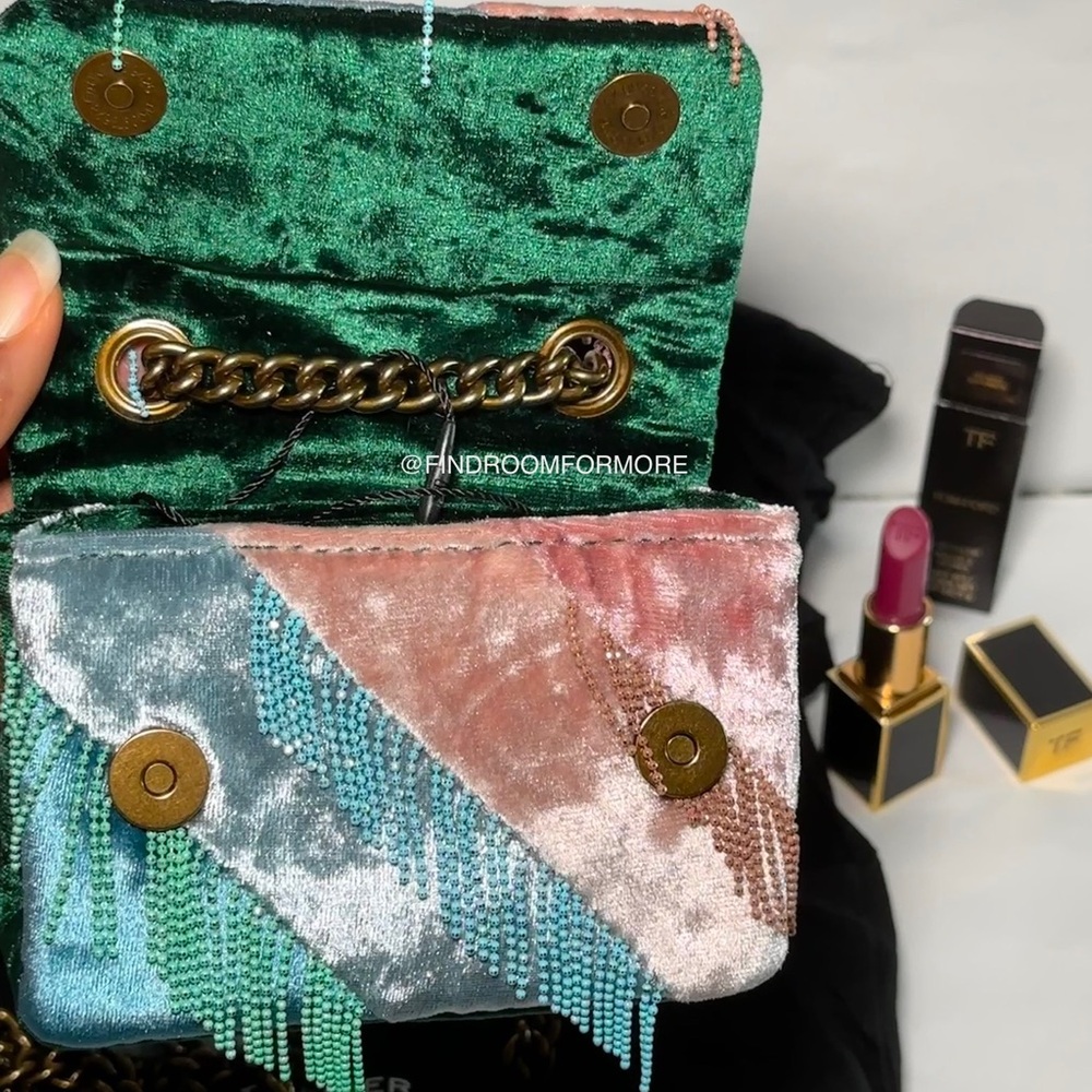 Kurt Geiger Kensington Nano Fringes Velvet Crossbody - Picture 10 of 17